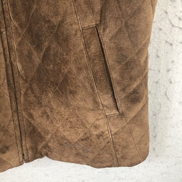 Vintage Orvis Leather Vest Womens Small Brown Suede Quilted Equestrian Retro - Picture 10 of 16